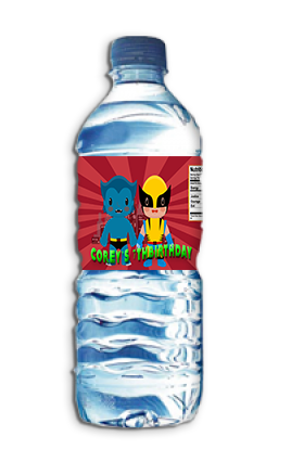 X-Men Personalized Water Bottle Labels Printable-Set of 4 -Instant