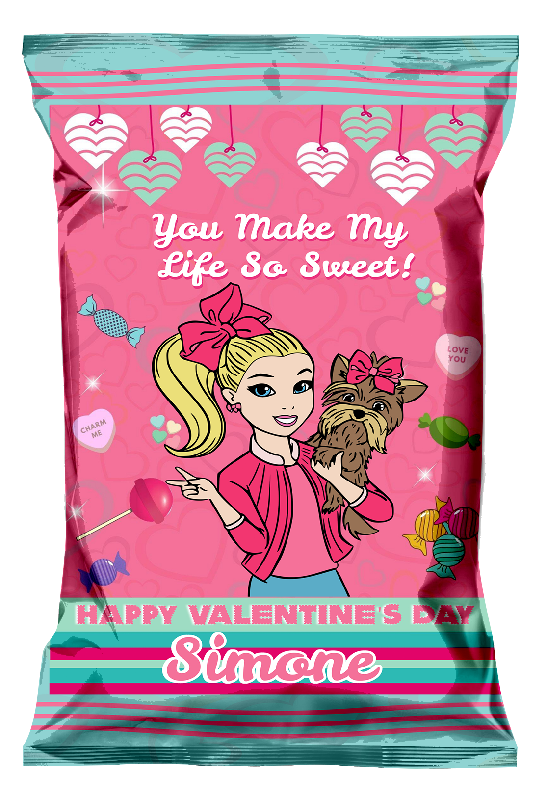 Editable Dance Party Valentine's Day Chip Favor Bag Printable, Personalized Dance Party favor bag, Edit with Templett, Dance Party Candy Bags