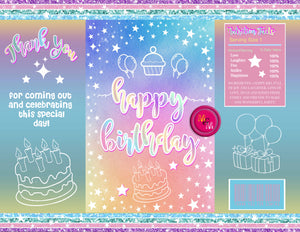 Instant Download Pastel Birthday Party Chip Bag, Pastel Stars Chip Bag