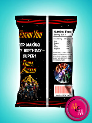 Editable Avengers Infinity War Chip Bag Printable, Avengers Favor Bag - mugandmousedesigns