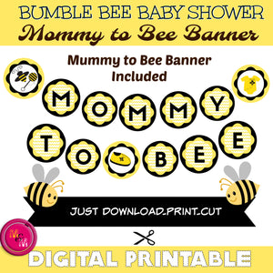 Instant Download Bumble Bee Baby Shower Banner Printable, Bumblebee Shower Circle Banner, Mommy to Bee Baby Shower Banner, Bee Shower, Mummy