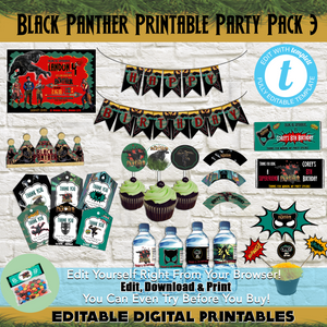 Editable Black Panther Party Supplies Kit 3 , Black Panther Party Kit - mugandmousedesigns