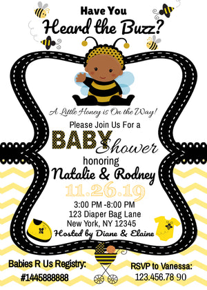 Editable  Bumble Bee Baby Shower Invitations Printable - mugandmousedesigns